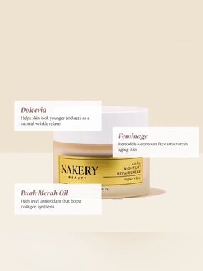 New Nakery Beauty Lift Tox Night Lift Repair Restore Cream Youthful Moisturizer